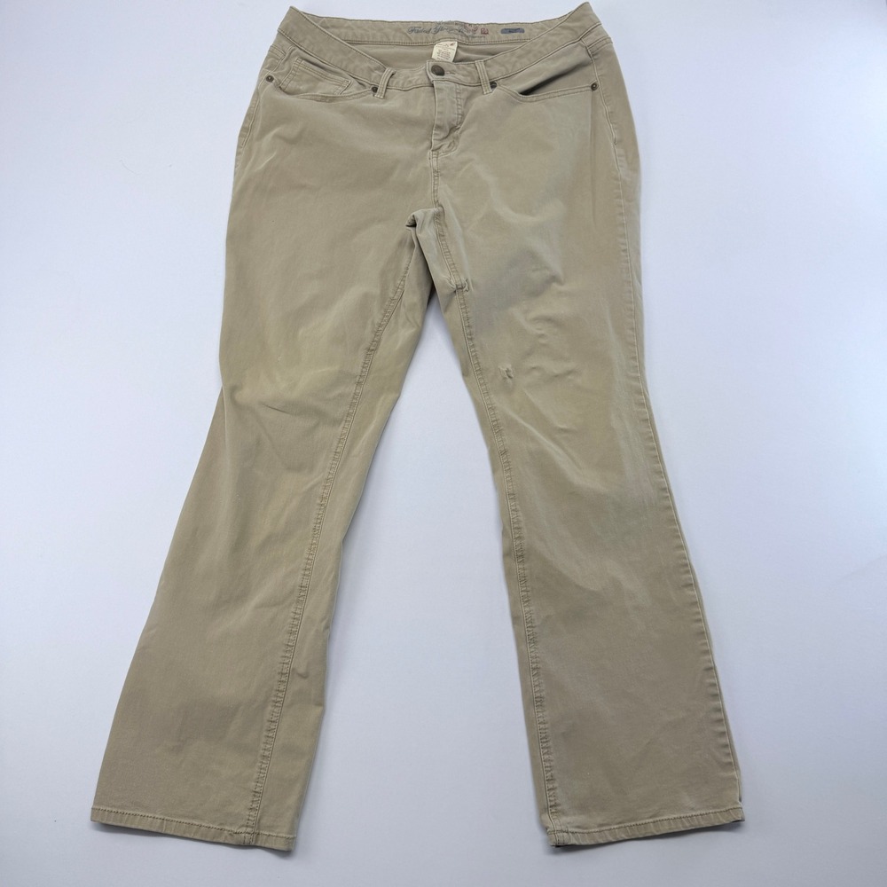 Faded Glory Ultimate Boot Khaki Tan Stretch Jeans Womens Size 16A Bootcut Pants